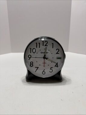 Sharp Black and White Alarm Clock - Classic Table Clock